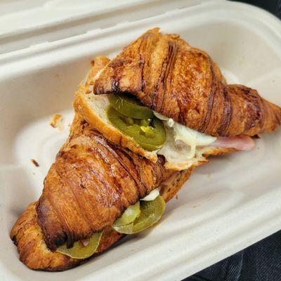 Ham & Cheese Croissant Melt + Jalapenos (.78cent extra).