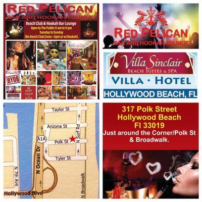 #redpelicanbar @villasinclair 317 Polk Street Hollywood Beach Fl 33019 rsvp 1-954-450-0000 text-call-whatsapp