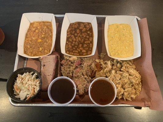 **BRUNSWICK STEW 5oz **BAKED BEANS 5oz **DAS CREAM CORN 5oz **COLESLAW 5oz **BRISKET 1/2 LB **PORK 1/2 LB **CHOPPED CHICKEN 1/2 LB