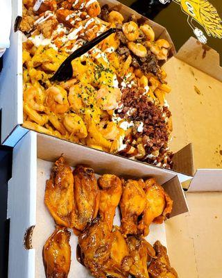 Fry Box and Flavored wings.