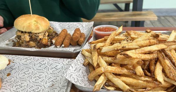 Bills Mafia 11.99 Side Cheese Sticks and Large Fries. Fries went home for next day's lunch.