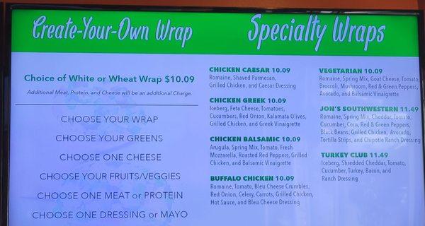 Specialty wraps & create-your-own