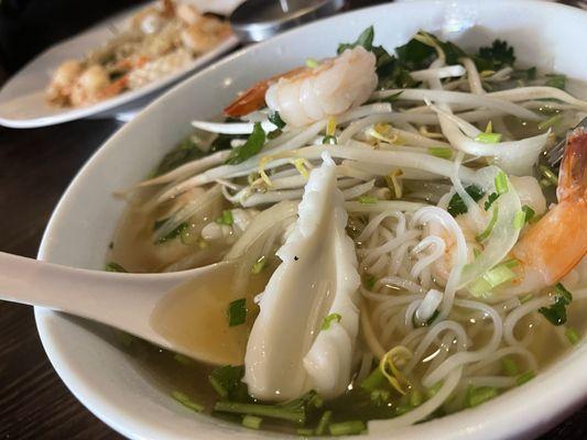 Pho with seafood