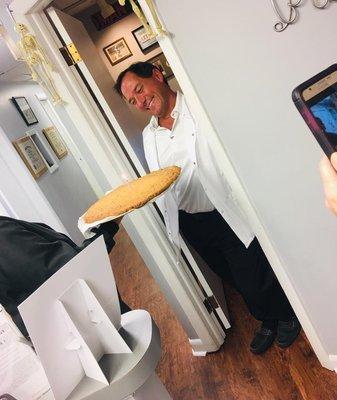 Happy Birthday Dr. Kroepel! Nicole makes him a giant chocolate chip cookie.