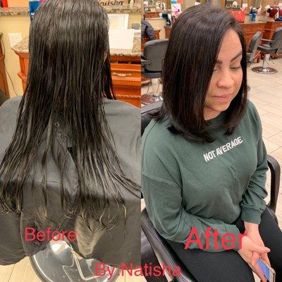 Before and after cut and style by Natisha