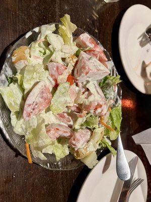 House salad with creamy garlic ranch