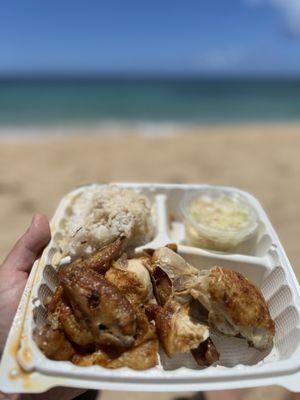 Chicken plate on the beach