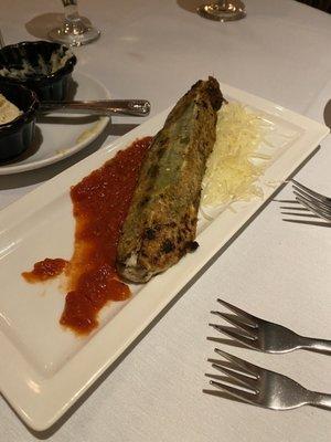 Stuffed steak Green chile appetizer. Marina and green chile? When it's house made, yes please!