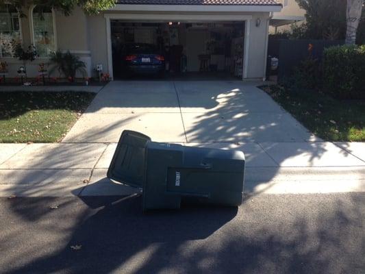 How the City of Sacramento leaves the garbage can at my house; this has been going on for over two years