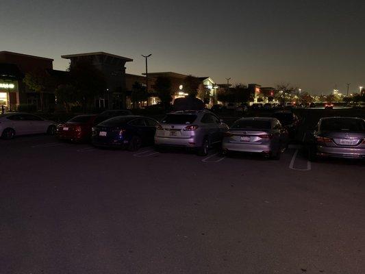 Parking lot of pacific commons at night