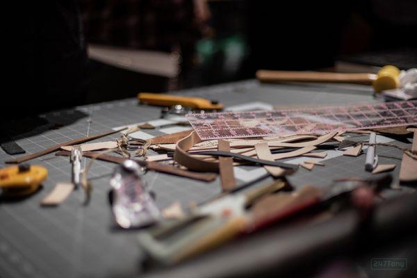 DIY leather keychain strap at Hapertas and Company during a private event.