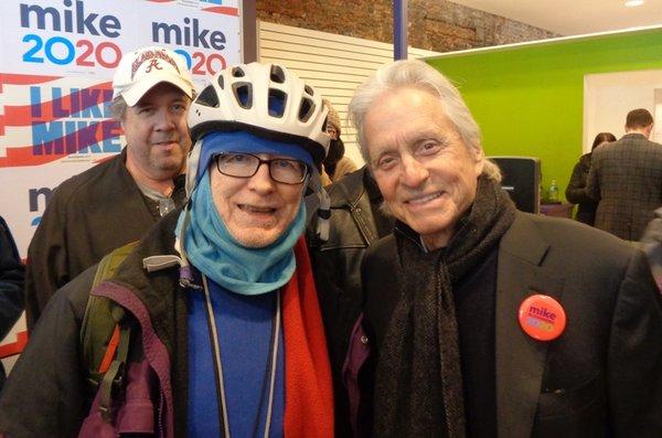 Me with Michael Douglas in January 2020, when he opened the Madison office for the short-lived presidential campaign of Michael Bloomberg.