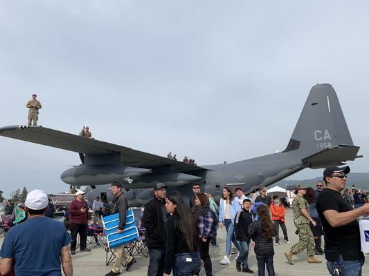 A military airplane on display