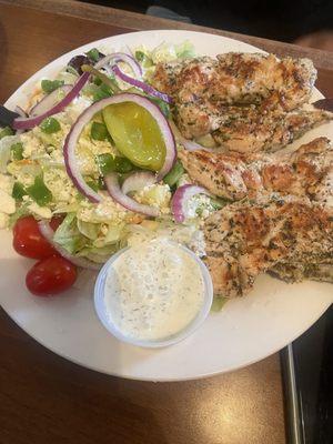 Open Chicken Souvlaki Plate