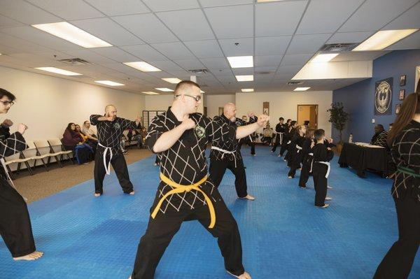 Northwest Hapkido Students Demonstrating their techniques at the Spring 2018 Belt Test.