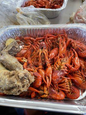 No sauces Just well seasoned crawfish, the way we like them. Season on the inside, not the outside