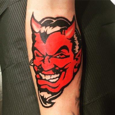 Solid devil tattoo by Joshua