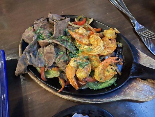 Shrimp and steak Fajitas