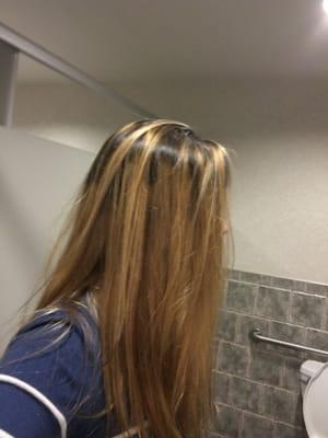 This was supposed to be ombre where the blonde started about half way down, but she made me almost completely blonde??