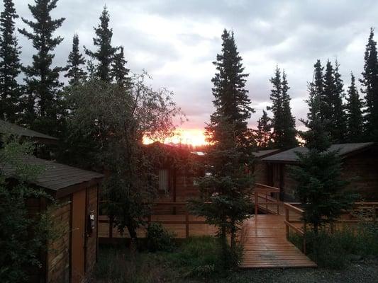 Denali Cabins sunrise...wake up to this on the first morning and you know the trip is worth the wait.