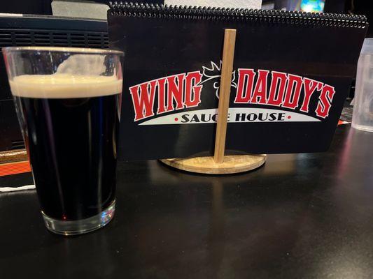 Enjoying Guinness here at Wing Daddy's on Montwood served by Valerie!