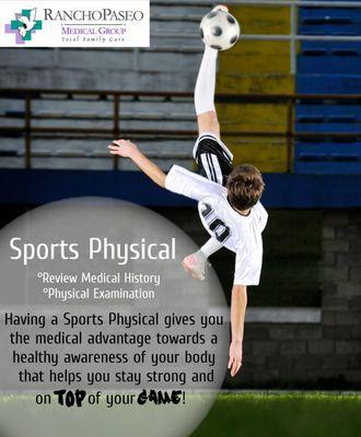 We provide School, Camp and Sports Physical Exams! Come on over to Rancho Paseo Medical Group for your Sports Physical Exam today!