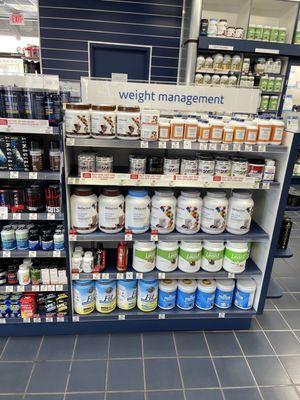 Large selection of weight management supplements powders etc.