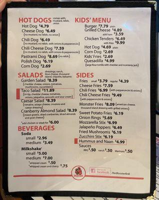 New menu- pic taken on 2/23/24