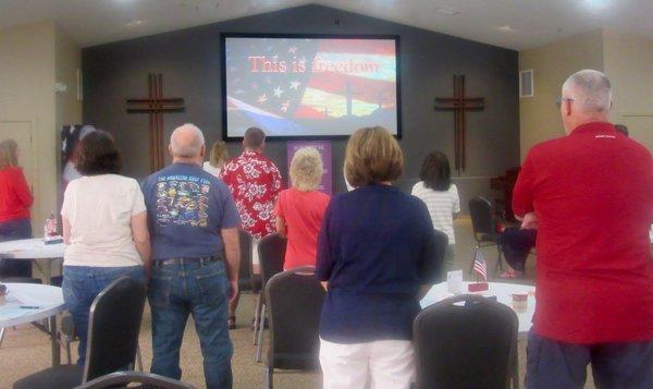 Sunday worship honoring America on patriotic holidays.