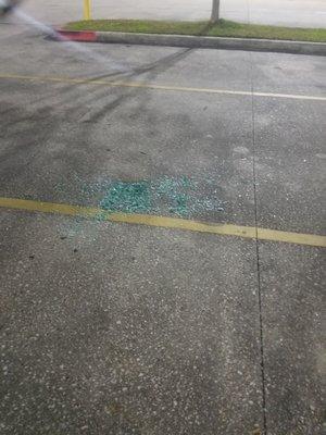 glass from one of the cars that was broken into