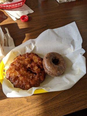 Apple fritter and a blueberry cake