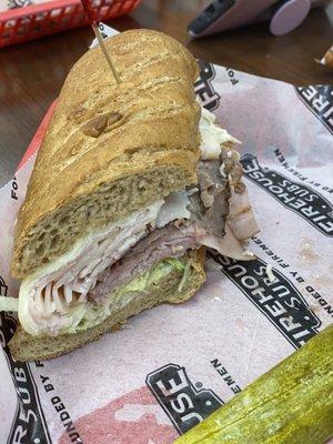 Large firehouse hero with wheat bread, no tomato