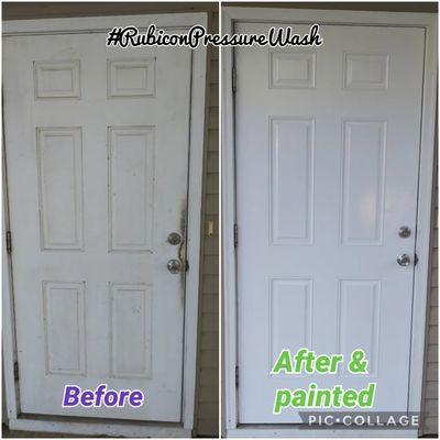 Front door cleaning and repainting before and after