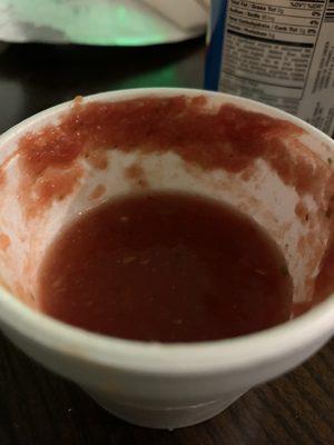 Salsa togo.this was how empty it was when we opened it.