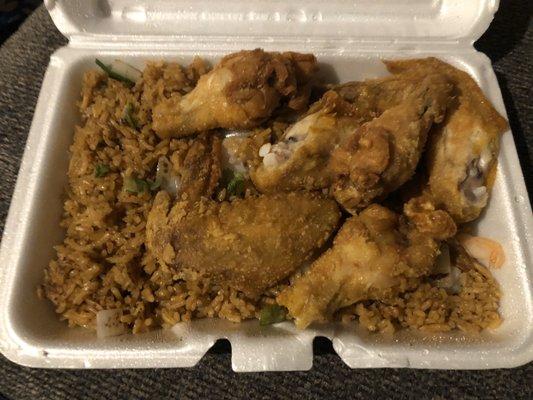 Chicken and fried rice plate