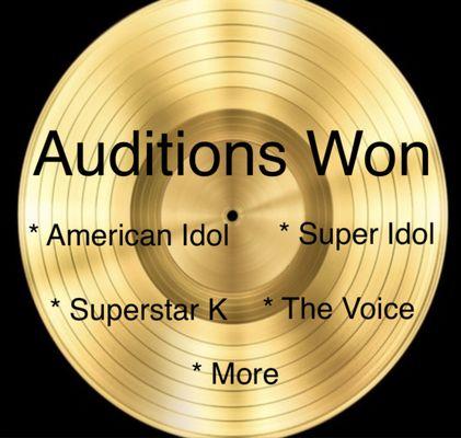 Successful TV auditions of voice lessons students - American Idol, The Voice, Superstar K, Super Idol, etc.  All current or former students.