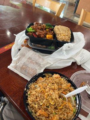 Orange chicken and shrimp fried rice