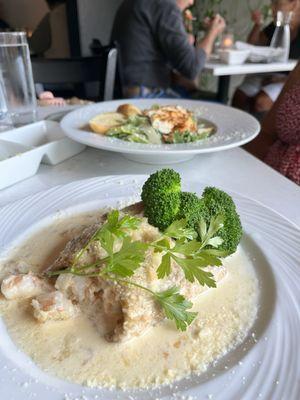 Seafood crepe and Chicken Caeser Salad