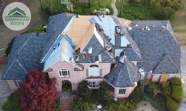 Progress photo of designer shingle replacement