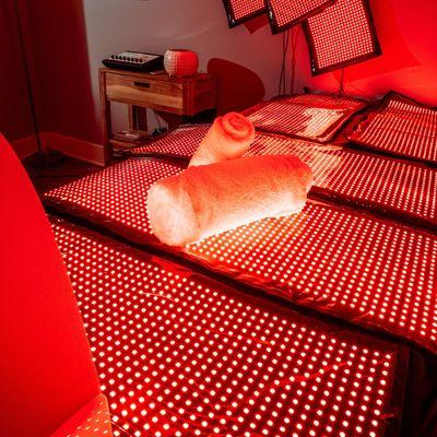 Our red light therapy room offers a peaceful ambiance to help you unwind while experiencing the benefits of light-based treatments.