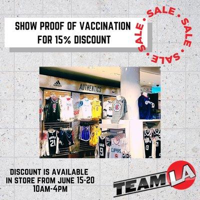 TeamLA store is back!     Receive a 15% discount with proof of vaccination.