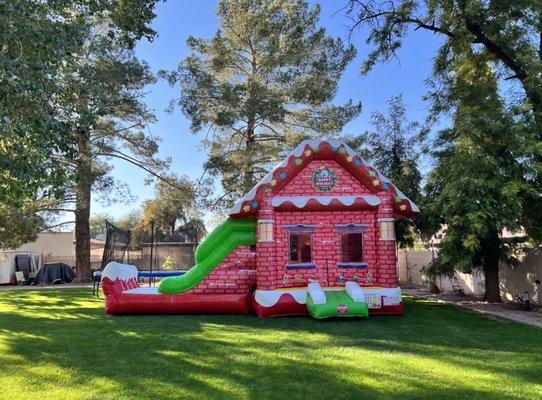 Gingerbread house duo bounce house with Slide