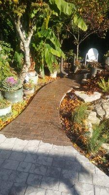 Back patio with London cobble stone stamp