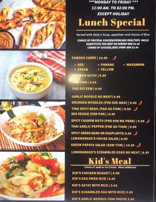 Lunch special menu