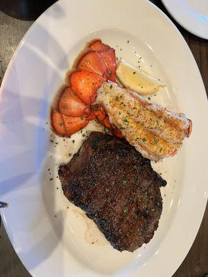 NY strip with lobster tail