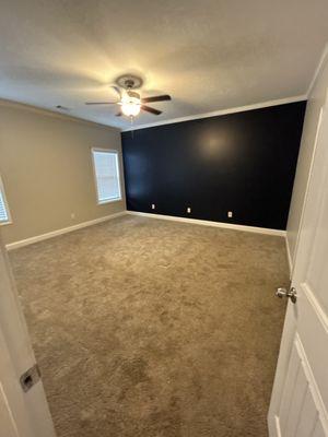 Guest room with accent wall