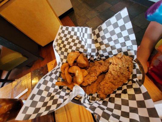 Chicken strips and fries.