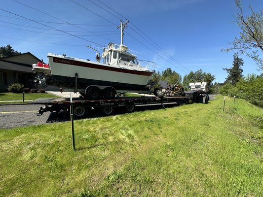 Boat and Trailer on Low Boy