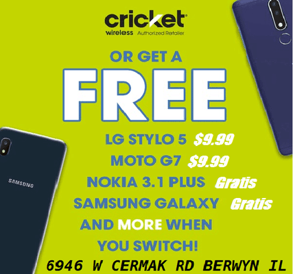 Switch Over get the Unlimited $60.00 plane  and a Moto G7 $10.00  or a FREE NOKIA 3.1PLUS