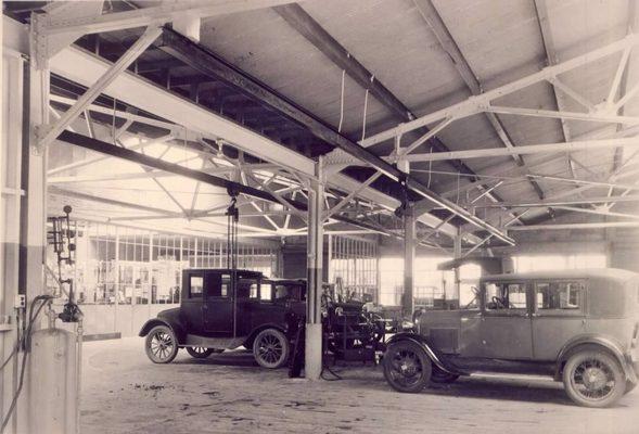 Interior of Byers Brothers Ford dealership at 7747 Monterey Street - Collection of Cheryl & Dale Boomgaarden